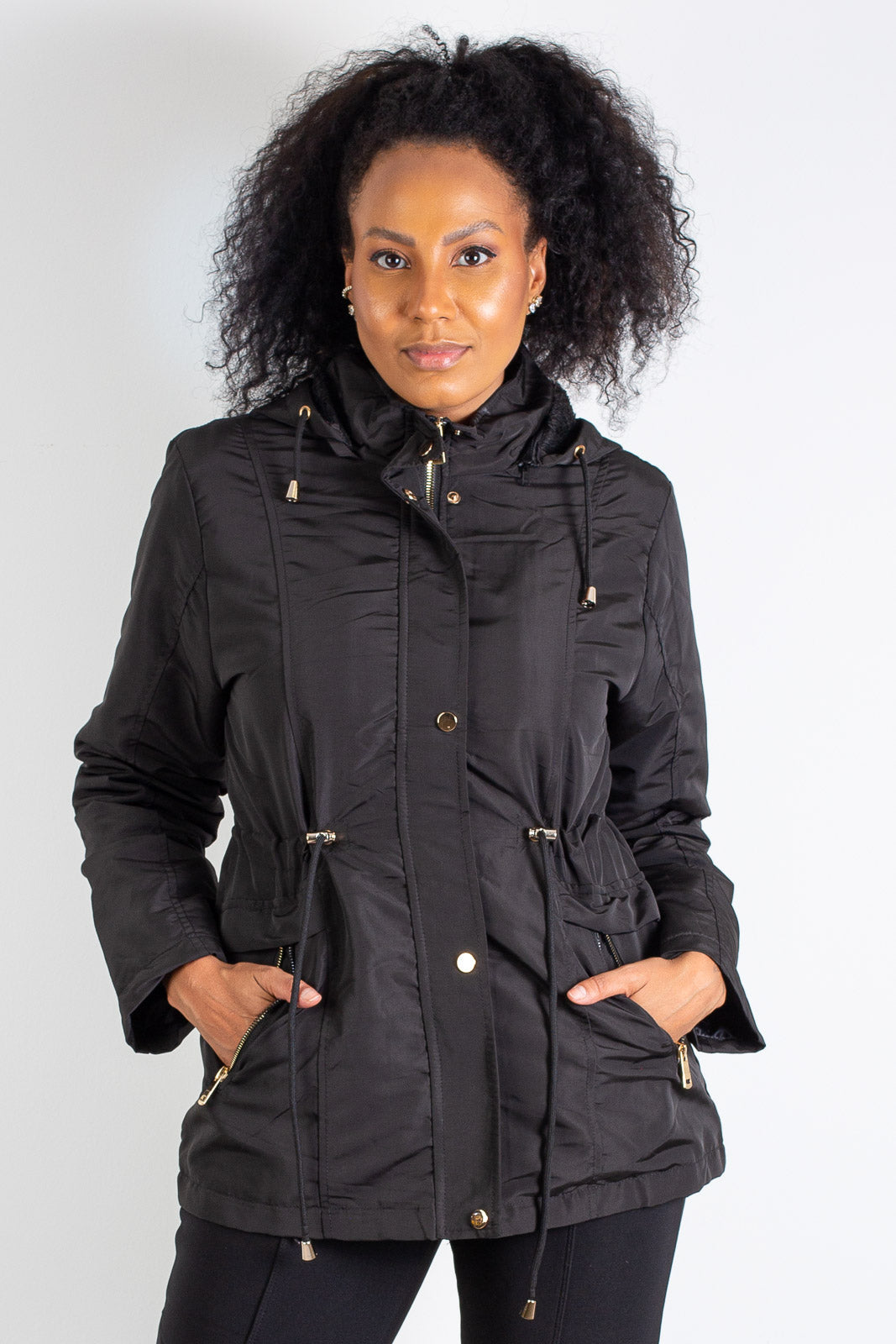 Parka feminina forrada com capuz 80105