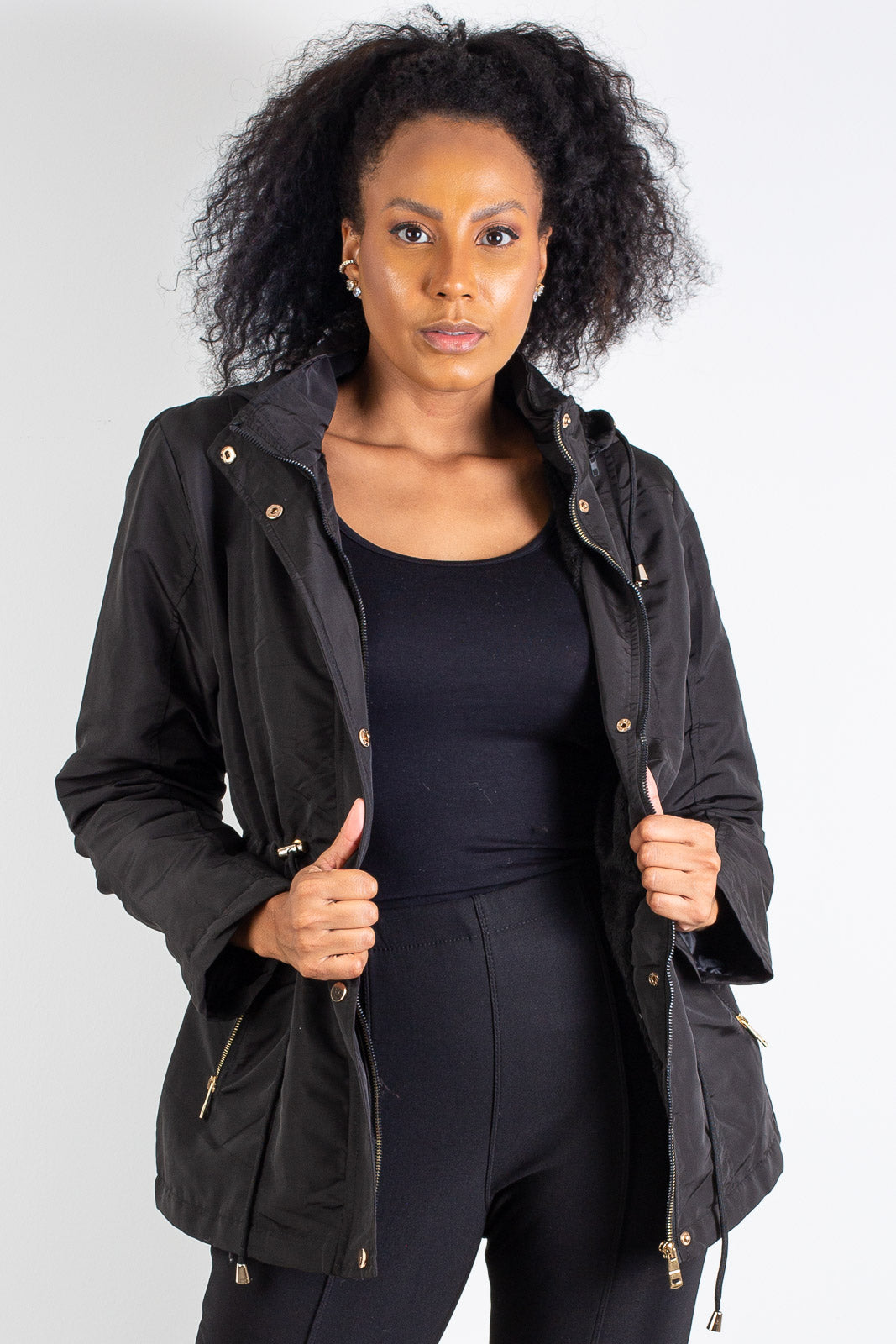 Parka feminina forrada com capuz 80105