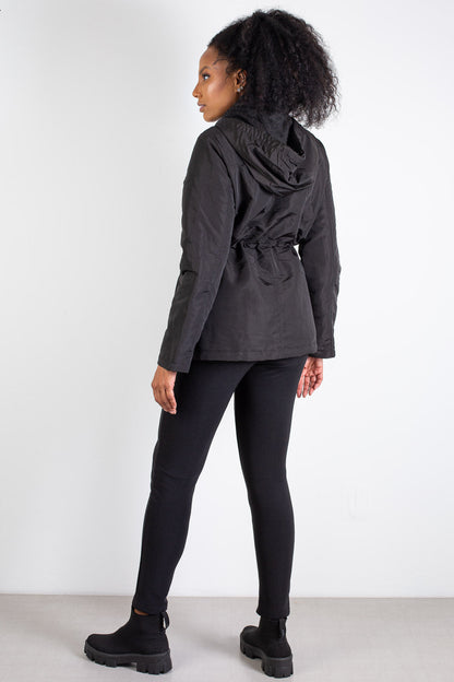 Parka feminina forrada com capuz 80105