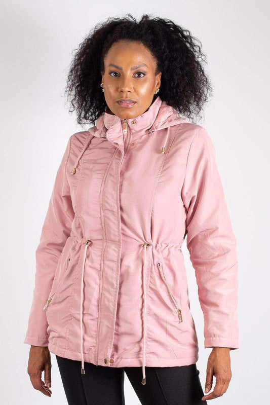 Parka feminina forrada com capuz 80105