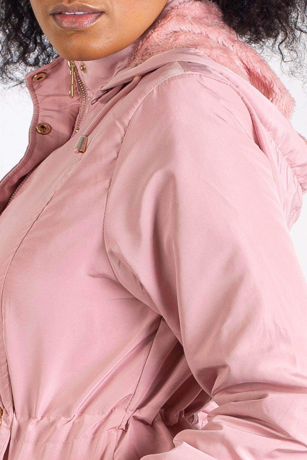 Parka feminina forrada com capuz 80105