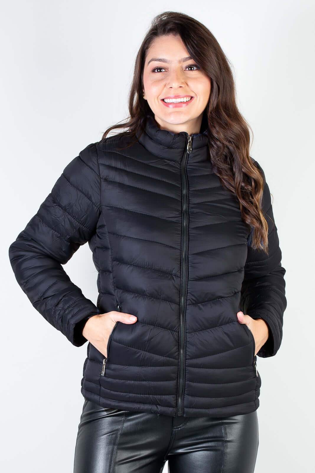 Jaqueta feminina de nylon curta 80226