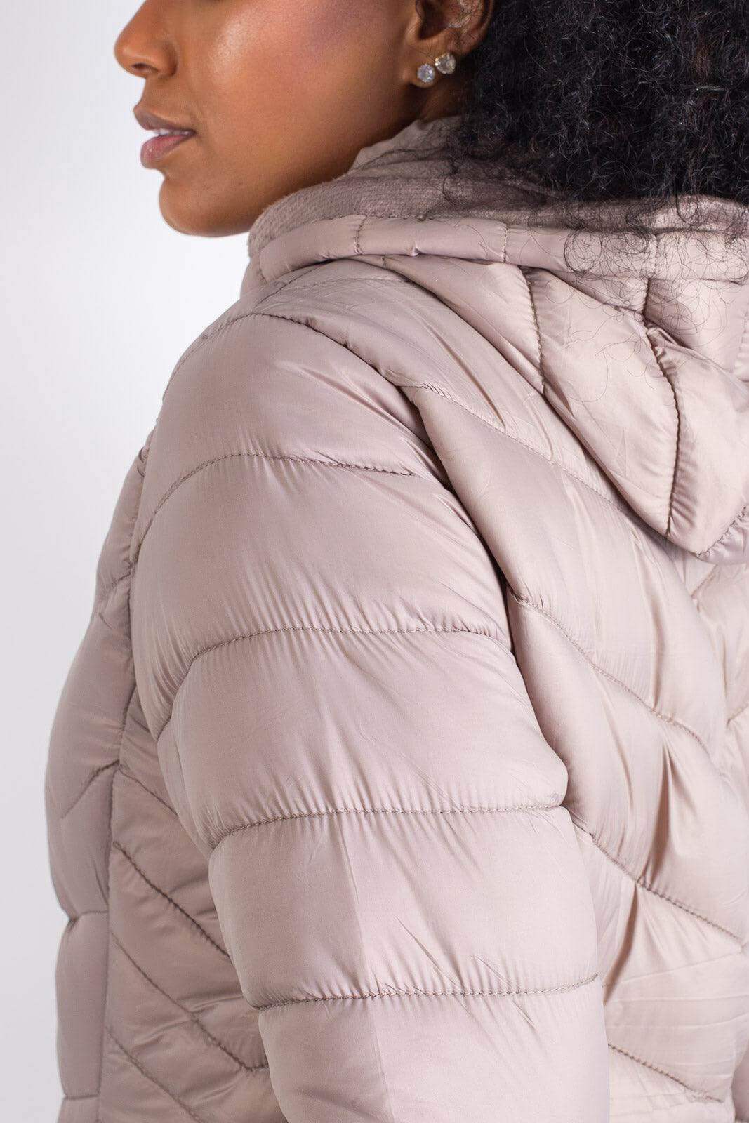 Jaqueta feminina nylon com capuz removível 80235