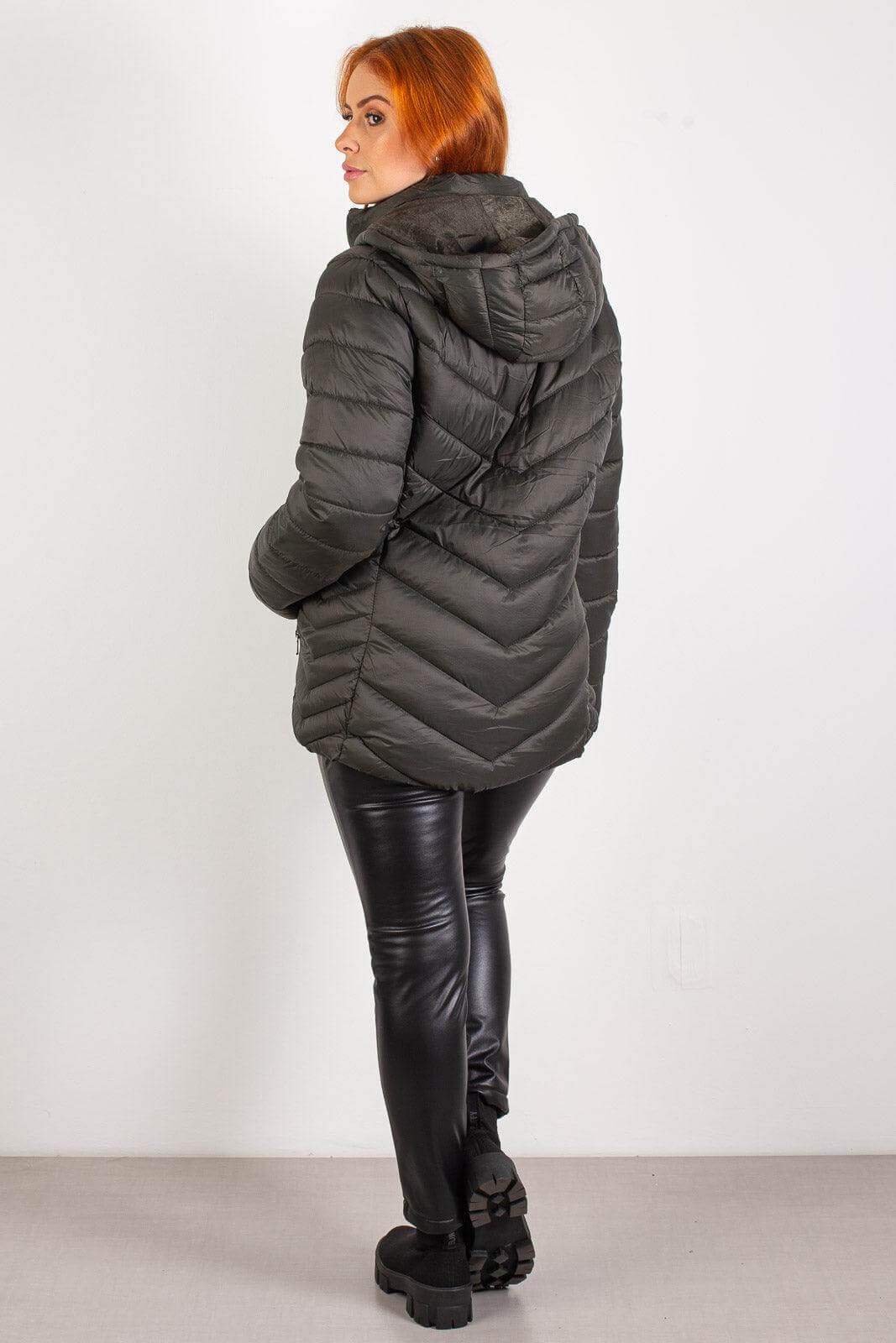 Jaqueta feminina nylon com capuz removível 80235