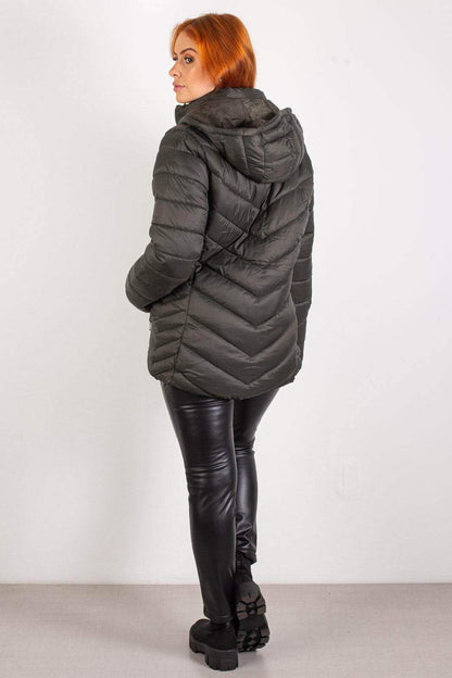 Jaqueta feminina nylon com capuz removível 80235