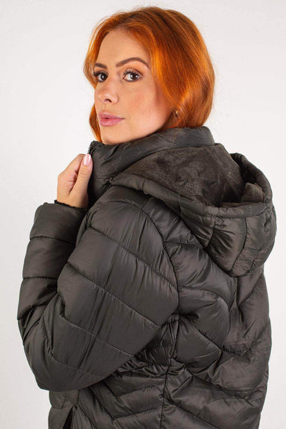 Jaqueta feminina nylon com capuz removível 80235