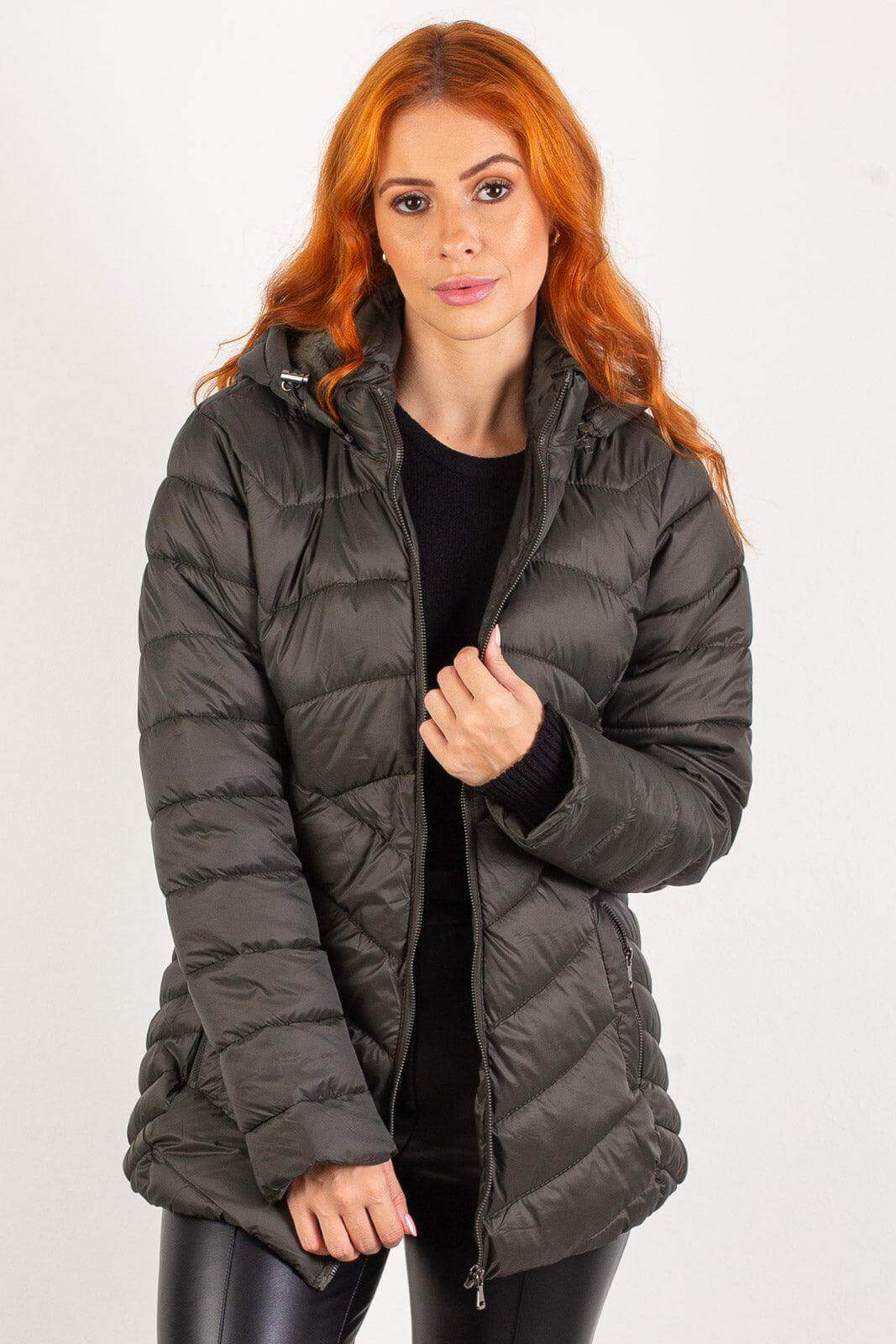 Jaqueta feminina nylon com capuz removível 80235