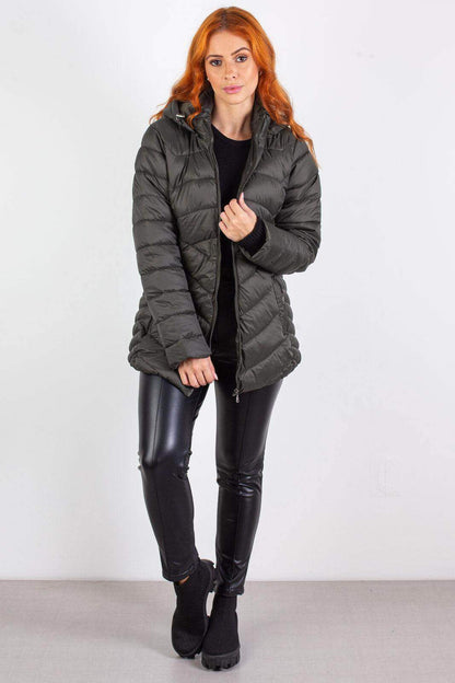Jaqueta feminina nylon com capuz removível 80235