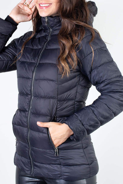 Jaqueta feminina curta de nylon forrada 80239