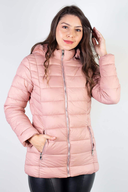 Jaqueta feminina curta de nylon forrada 80239