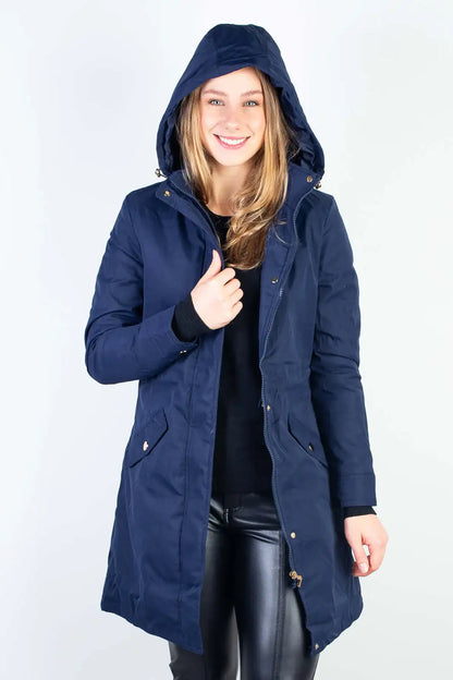 Parka feminina impermeável com capuz removível 84176