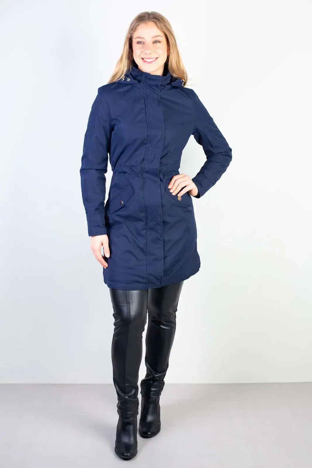 Parka feminina impermeável com capuz removível 84176