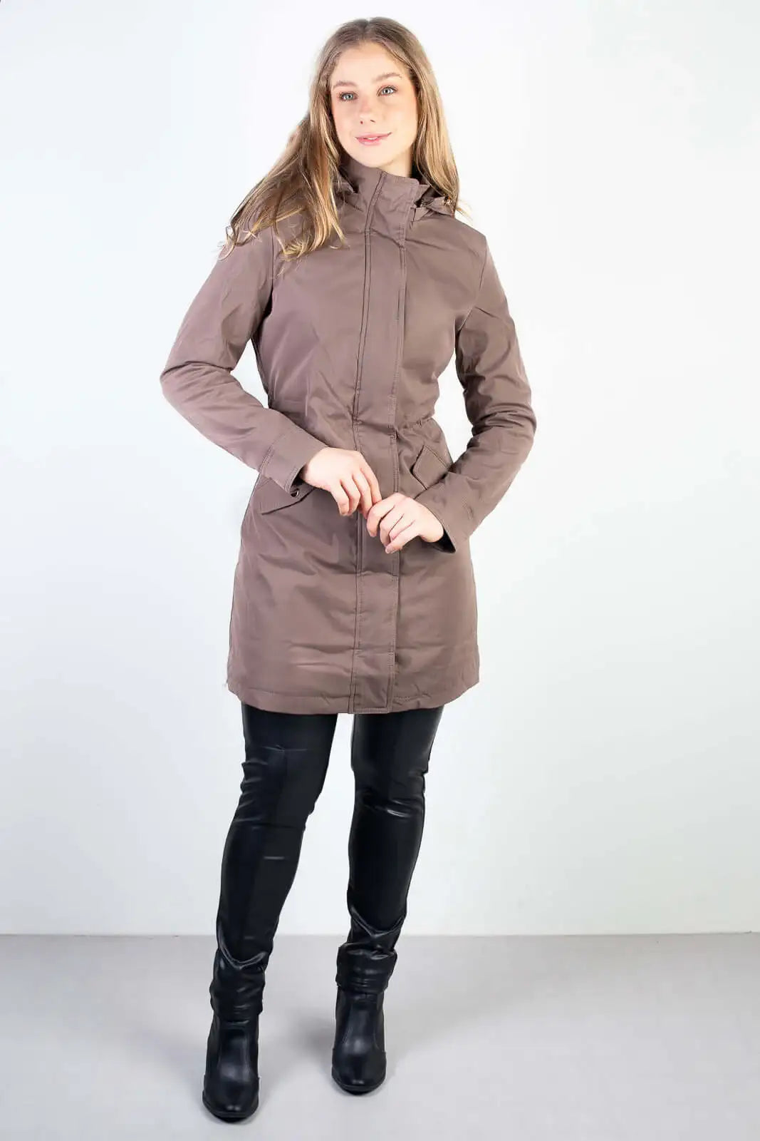 Parka feminina impermeável com capuz removível 84176