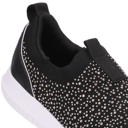 Tênis Slip On Tricot Strass