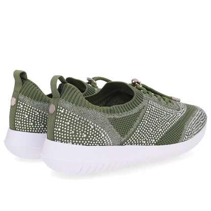Tênis Slip On Tricot Cadarço Strass