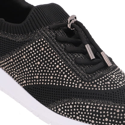 Tênis Slip On Tricot Cadarço Strass