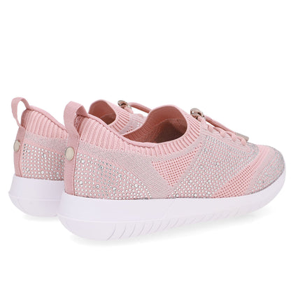Tênis Slip On Tricot Cadarço Strass