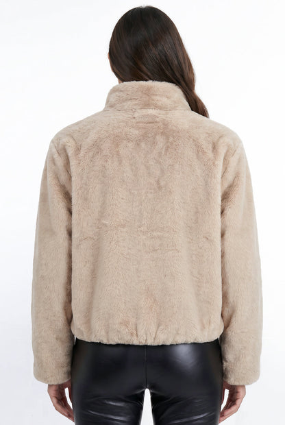 Jaqueta bomber feminina de pelúcia gola alta 61250