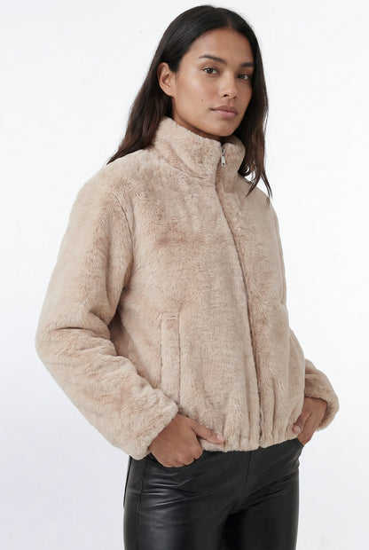 Jaqueta bomber feminina de pelúcia gola alta 61250