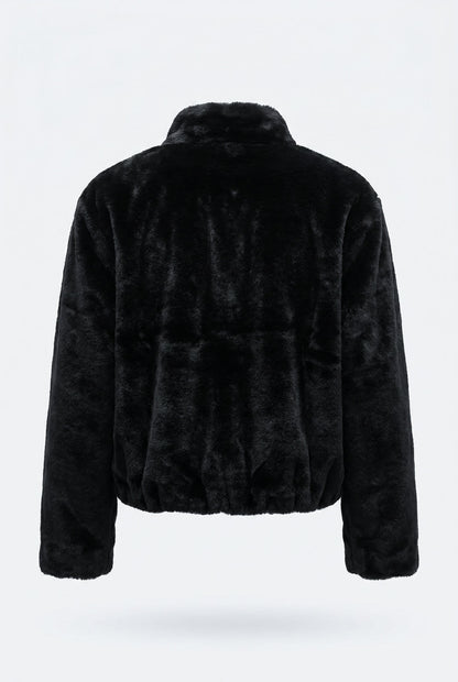 Jaqueta bomber feminina de pelúcia gola alta 61250