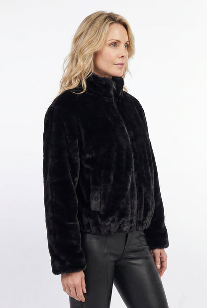 Jaqueta bomber feminina de pelúcia gola alta 61250