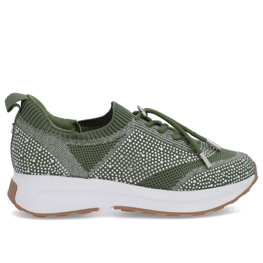 Tênis Cadarço Tricot Strass