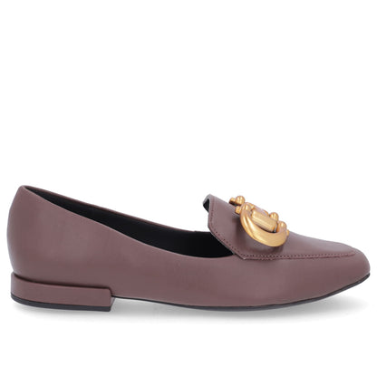 Loafer Couro Básico Enfeite Escovado