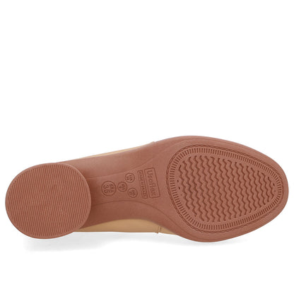 Scarpin Creme Couro Lateral Tecido Enfeite