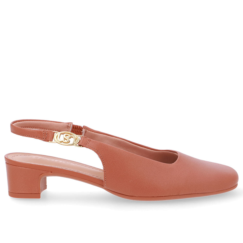 Slingback Salto Bloco Couro