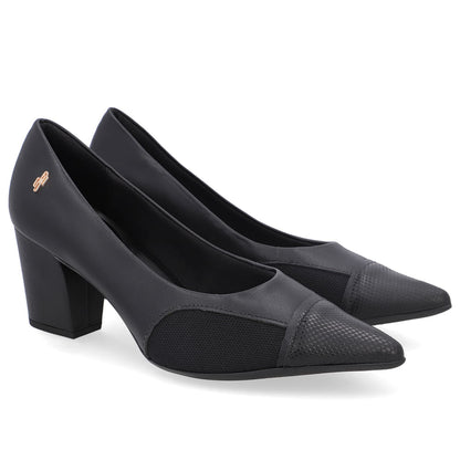 Scarpin Couro Lateral Tecido