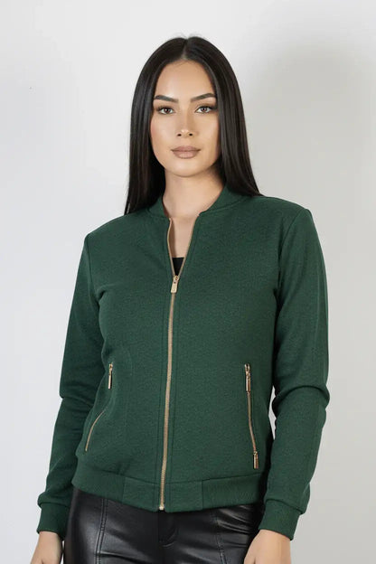 Jaqueta feminina suede forrada com bolsos 70414