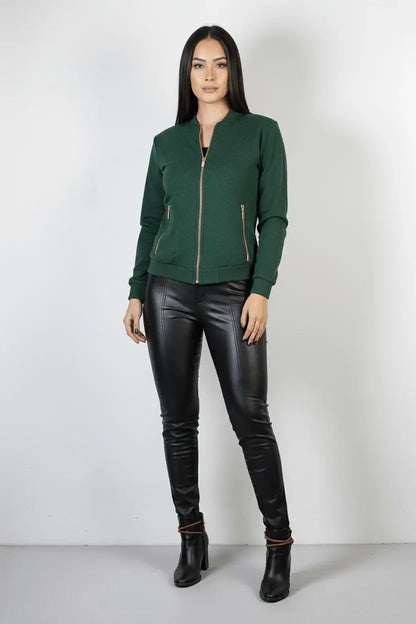 Jaqueta feminina suede forrada com bolsos 70414