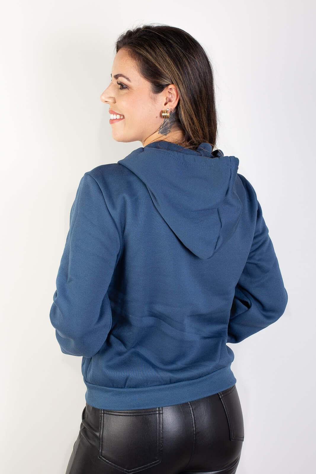 Jaqueta feminina moletinho com capuz 80001