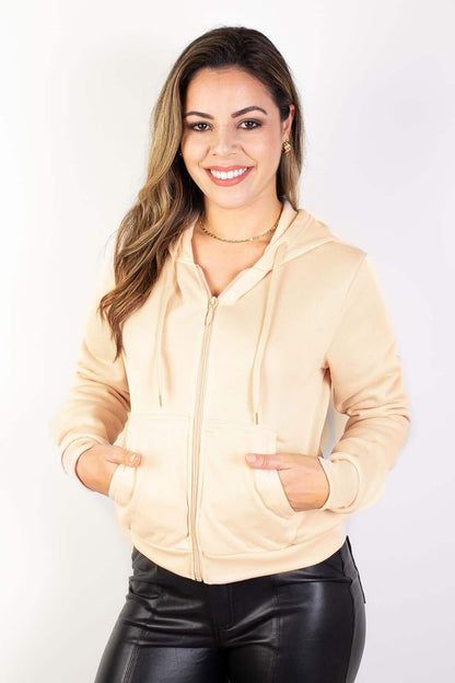 Jaqueta feminina moletinho com capuz 80001