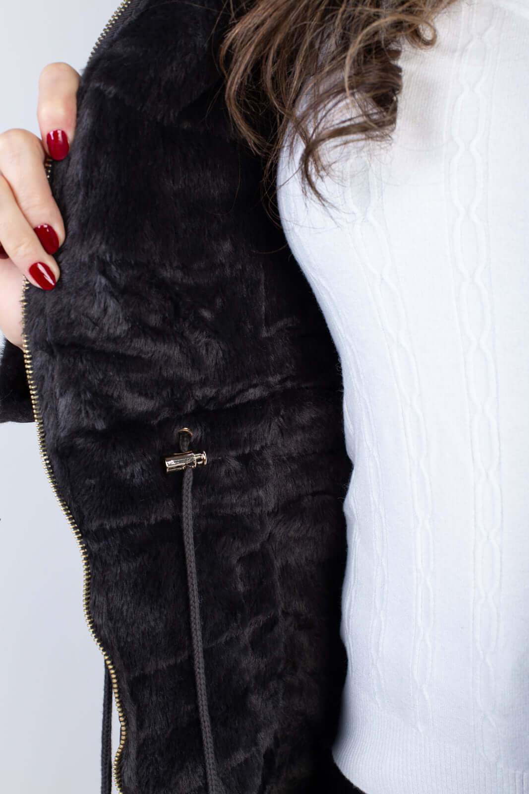 Jaqueta feminina nylon reversível com pelo 84293