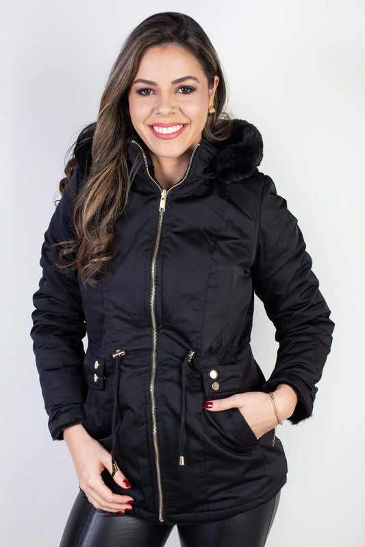 Jaqueta feminina nylon reversível com pelo 84293