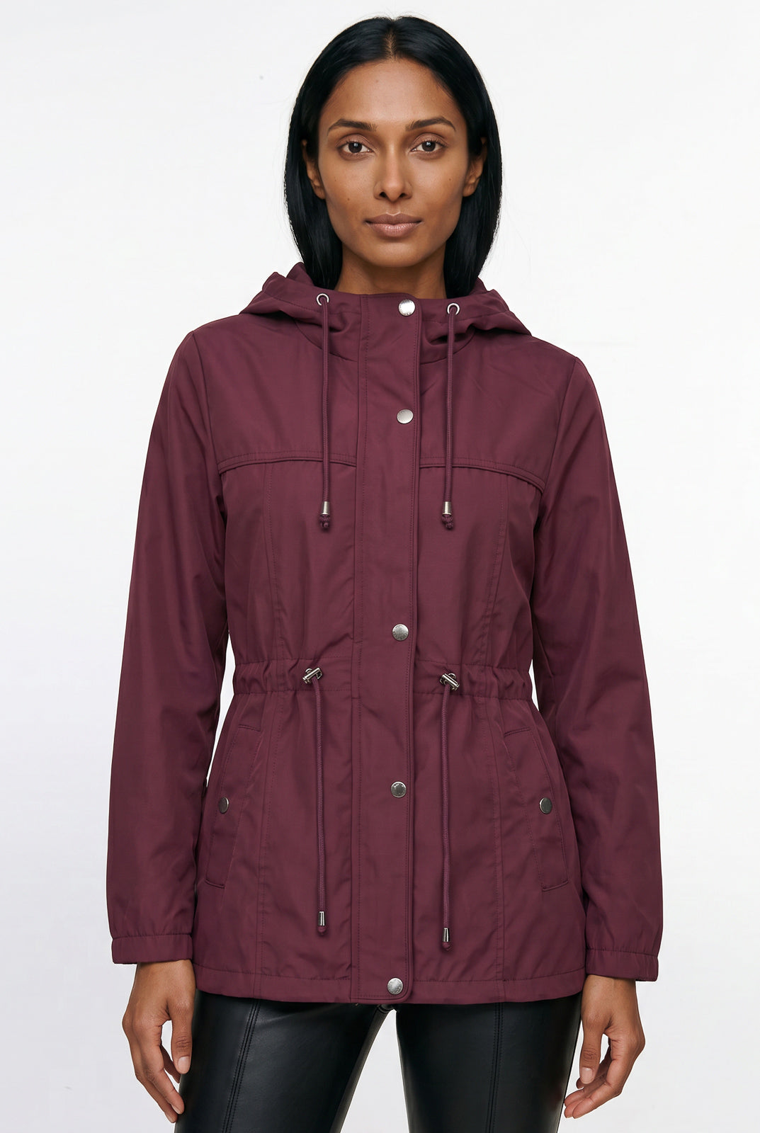 Parka feminina nylon com capuz removível 61168