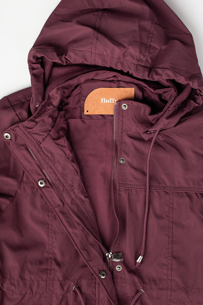 Parka feminina nylon com capuz removível 61168
