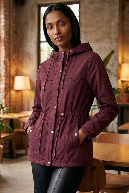 Parka feminina nylon com capuz removível 61168