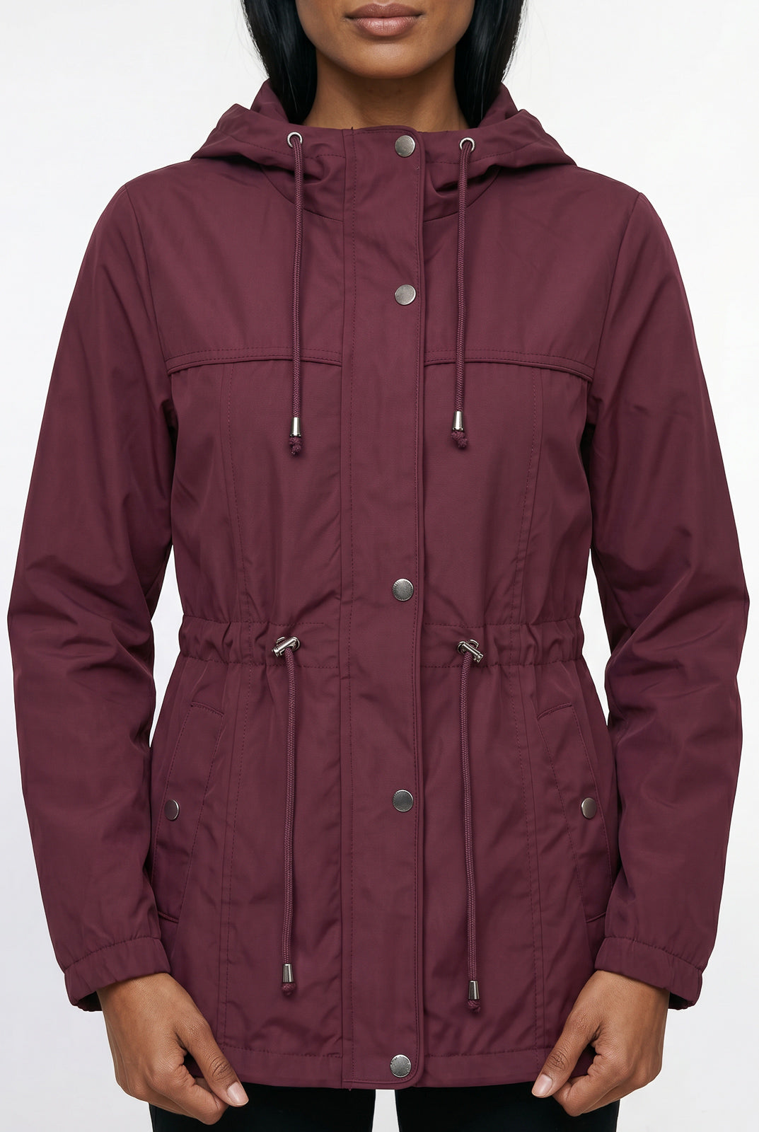 Parka feminina nylon com capuz removível 61168