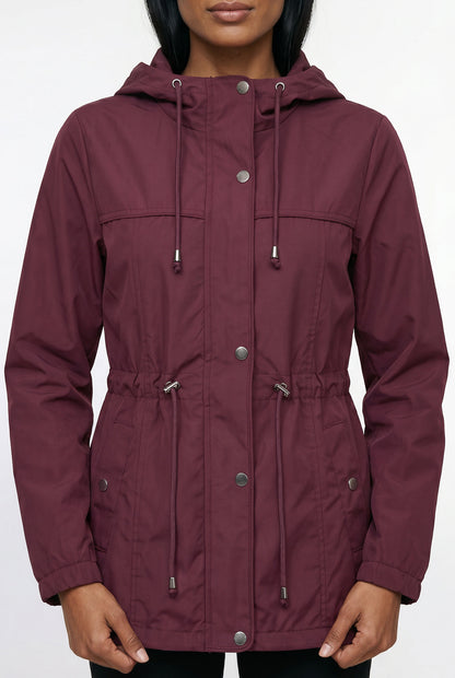 Parka feminina nylon com capuz removível 61168