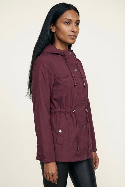 Parka feminina nylon com capuz removível 61168