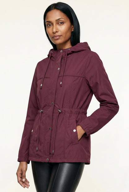 Parka feminina nylon com capuz removível 61168