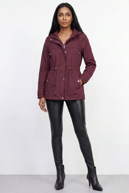 Parka feminina nylon com capuz removível 61168