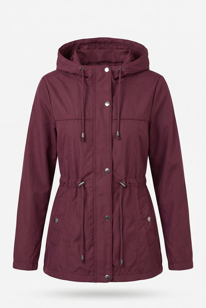 Parka feminina nylon com capuz removível 61168