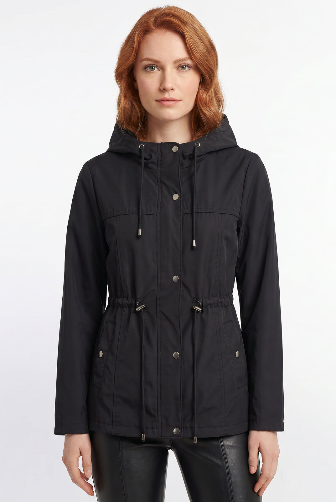 Parka feminina nylon com capuz removível 61168