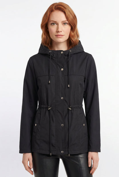 Parka feminina nylon com capuz removível 61168