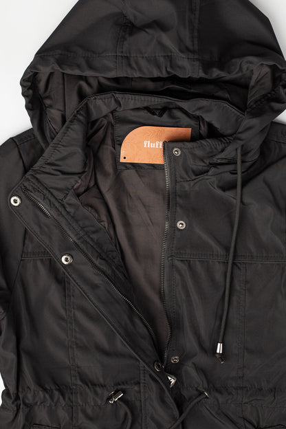 Parka feminina nylon com capuz removível 61168