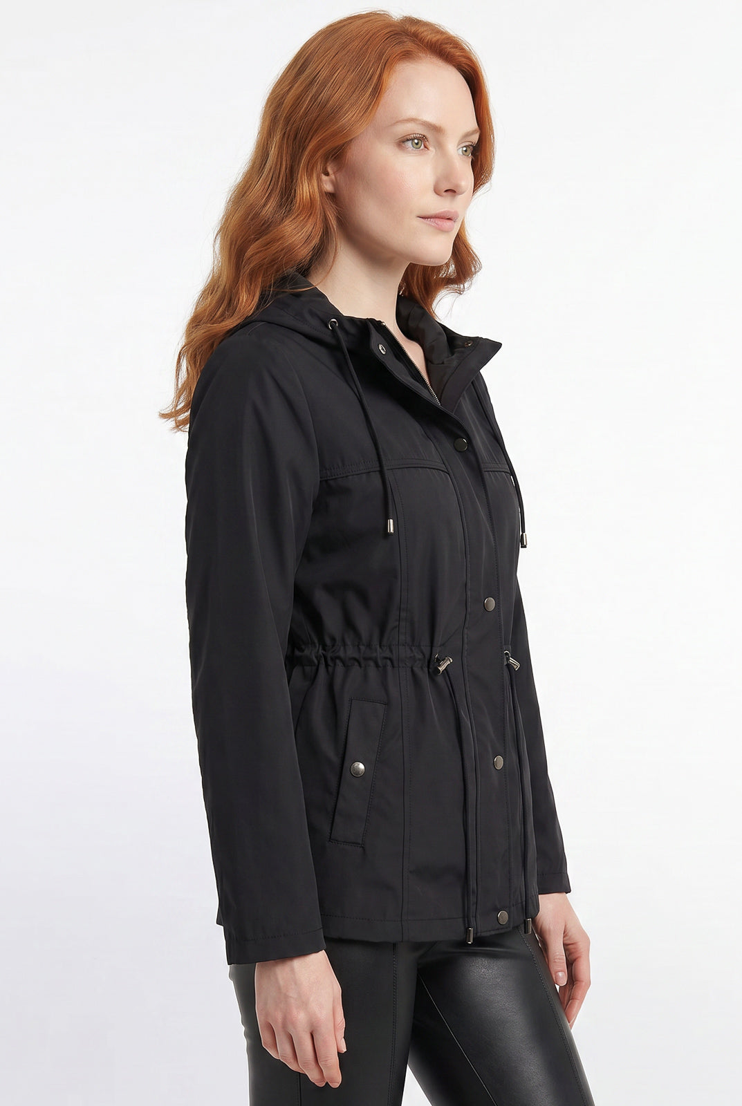 Parka feminina nylon com capuz removível 61168