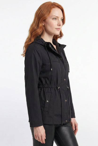 Parka feminina nylon com capuz removível 61168